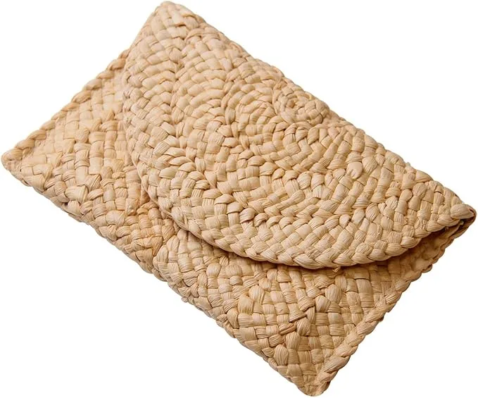 NOLVA — Women's Natural Straw Hand-Woven Clutch Bag