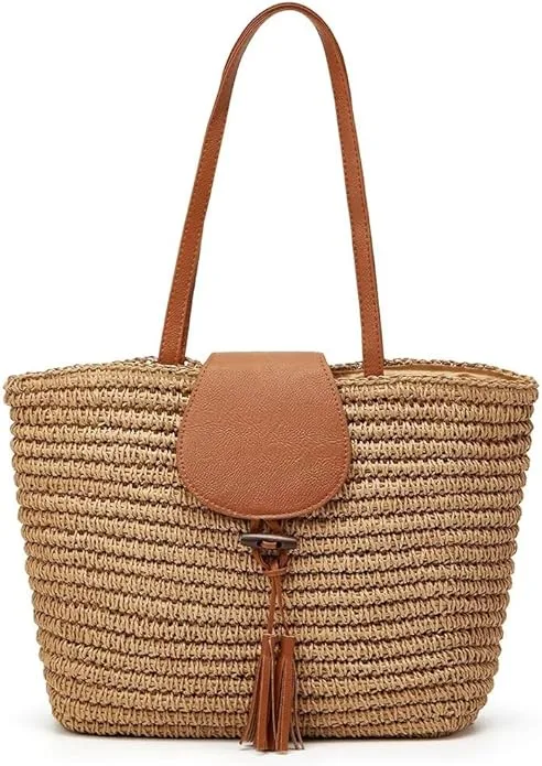 NOLVA — Women's Large Handwoven Straw Tote Bag