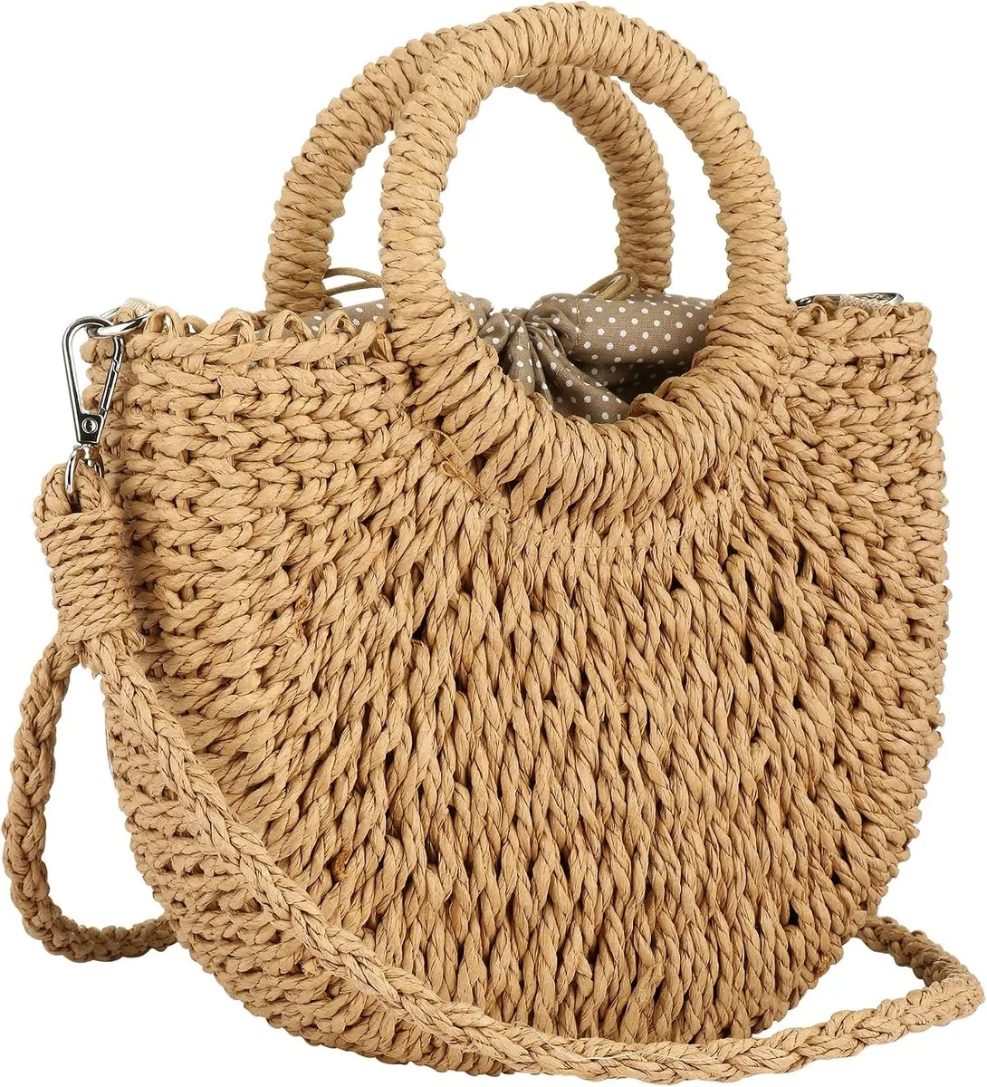 NOLVA — Rattan Tote with Round Ring Handles