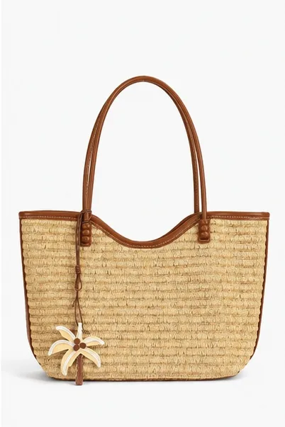 NOLVA - Natural Straw Woven Beach Tote Bag