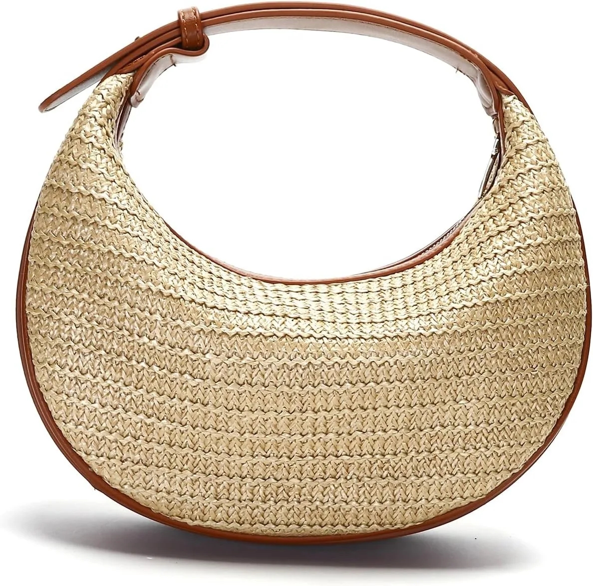 NOLVA — Straw Crescent Hobo Shoulder Bag