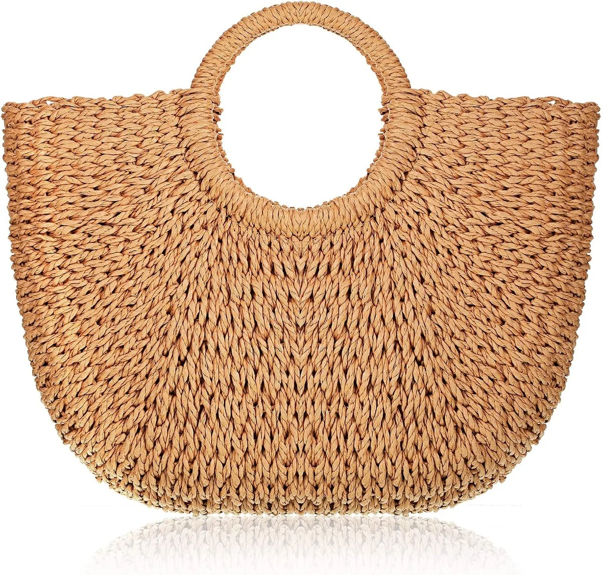 NOLVA — Handwoven Straw Basket Tote with Ring Handles
